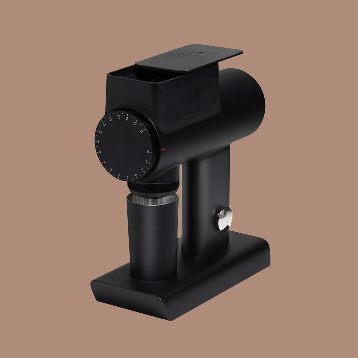 Timemore Sculptor 064S coffee grinder in matte black, three-quarter view